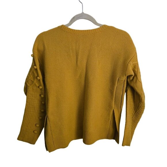 Madewell Open Sided Bobble Pullover CableKnit Wool Sweater Mustard Size XS - Picture 3 of 12